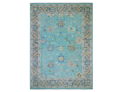 Oushak hand-knotted wool rug in Blue, 10'1" x 13'10", SKU O079953
