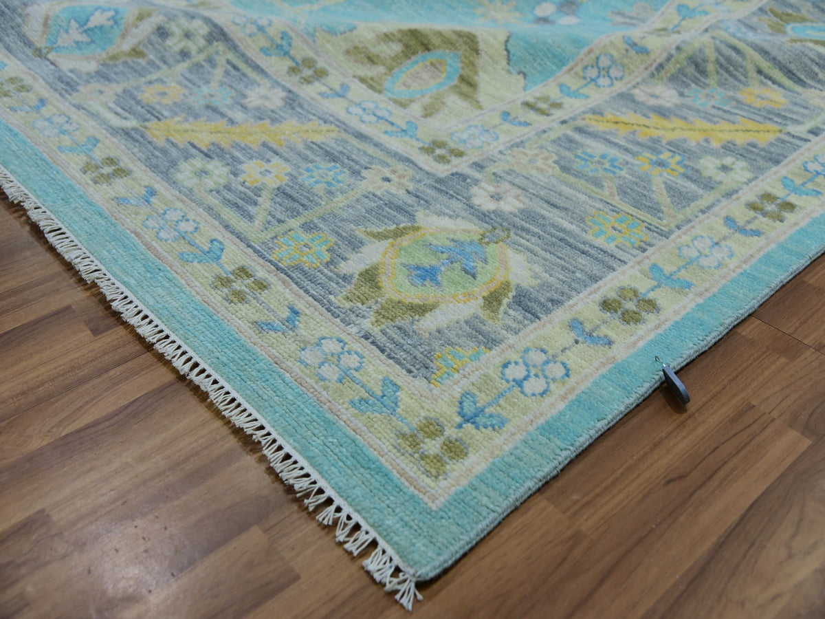 Oushak hand-knotted wool rug in Blue, 10'1" x 13'10", SKU O079953
