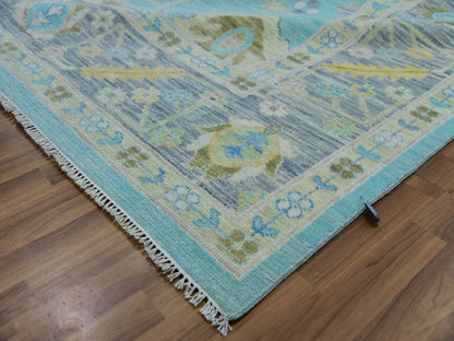 Oushak hand-knotted wool rug in Blue, 10'1" x 13'10", SKU O079953