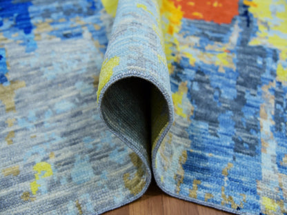 Grey 10'0" x 13'9" Modern / Contemporary Hand knotted Wool Rug - Sku: O079963