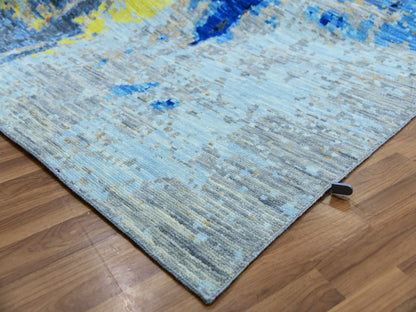 Grey 10'0" x 13'9" Modern / Contemporary Hand knotted Wool Rug - Sku: O079963