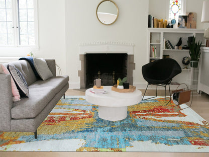 Ivory 10'3" x 14'0" Modern and Contemporary Hand knotted Wool Rug - Sku: O079964