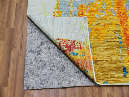 Ivory 10'3" x 14'0" Modern and Contemporary Hand knotted Wool Rug - Sku: O079964