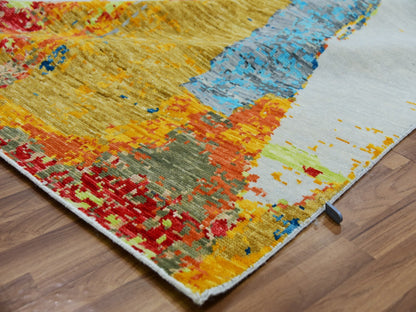 Ivory 10'3" x 14'0" Modern and Contemporary Hand knotted Wool Rug - Sku: O079964
