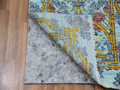 Modern / Contemporary hand-knotted wool runner in Blue, 2'8" x 9'5", SKU O079968