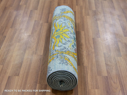Modern / Contemporary hand-knotted wool runner in Blue, 2'8" x 9'5", SKU O079968