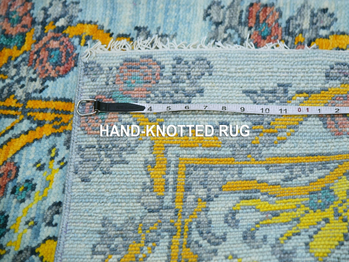 Modern / Contemporary hand-knotted wool runner in Blue, 2'8" x 9'5", SKU O079968