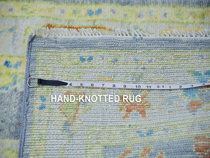 Grey 2'0" x 15'7" Oushak And Peshawar Hand knotted Wool Rug - Sku: O079970
