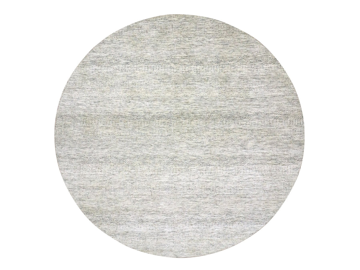 Modern / Contemporary hand-knotted wool rug in Ivory, 13'9" x 13'9", SKU O079972