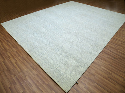 Ivory 11'11" x 14'11" Modern and Contemporary Hand knotted Wool Rug - Sku: O079973