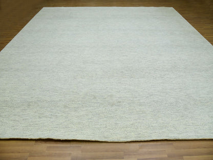 Modern / Contemporary hand-knotted wool rug in Ivory, 14'1" x 14'2", SKU O079974