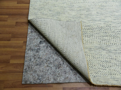 Modern / Contemporary hand-knotted wool rug in Ivory, 14'1" x 14'2", SKU O079974
