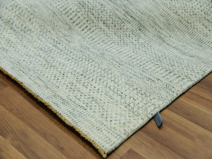 Ivory 14'1" x 14'2" Modern and Contemporary Hand knotted Wool Rug - Sku: O079974
