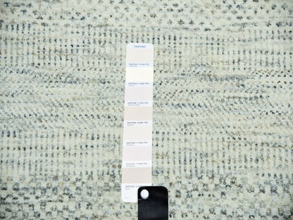 Ivory 14'1" x 14'2" Modern and Contemporary Hand knotted Wool Rug - Sku: O079974