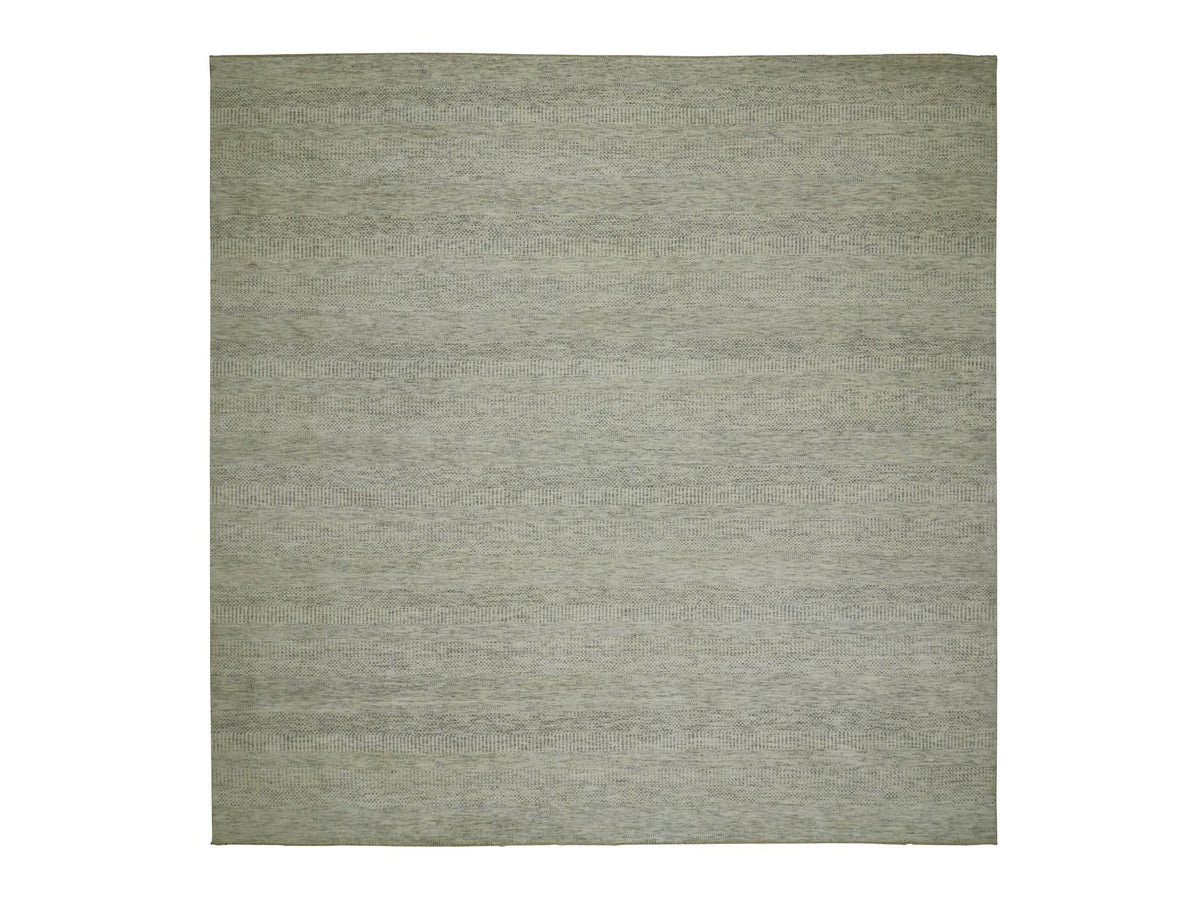 Modern / Contemporary hand-knotted wool rug in Ivory, 12'1" x 12'1", SKU O079979