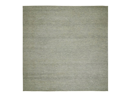 Ivory 12'1" x 12'1" Modern and Contemporary Hand knotted Wool Rug - Sku: O079979
