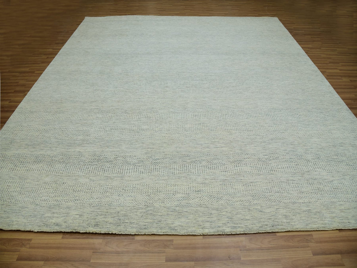 Modern / Contemporary hand-knotted wool rug in Ivory, 12'1" x 12'1", SKU O079979