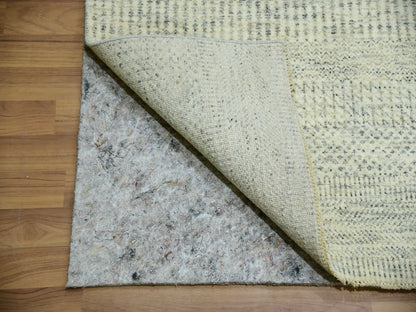 Ivory 12'1" x 12'1" Modern and Contemporary Hand knotted Wool Rug - Sku: O079979