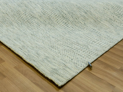 Ivory 12'1" x 12'1" Modern and Contemporary Hand knotted Wool Rug - Sku: O079979