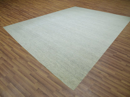 Ivory 14'0" x 18'1" Modern and Contemporary Hand knotted Wool Rug - Sku: O079980