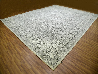 Ivory 14'1" x 17'9" Mamluk Hand knotted Wool Rug - Sku: O079982