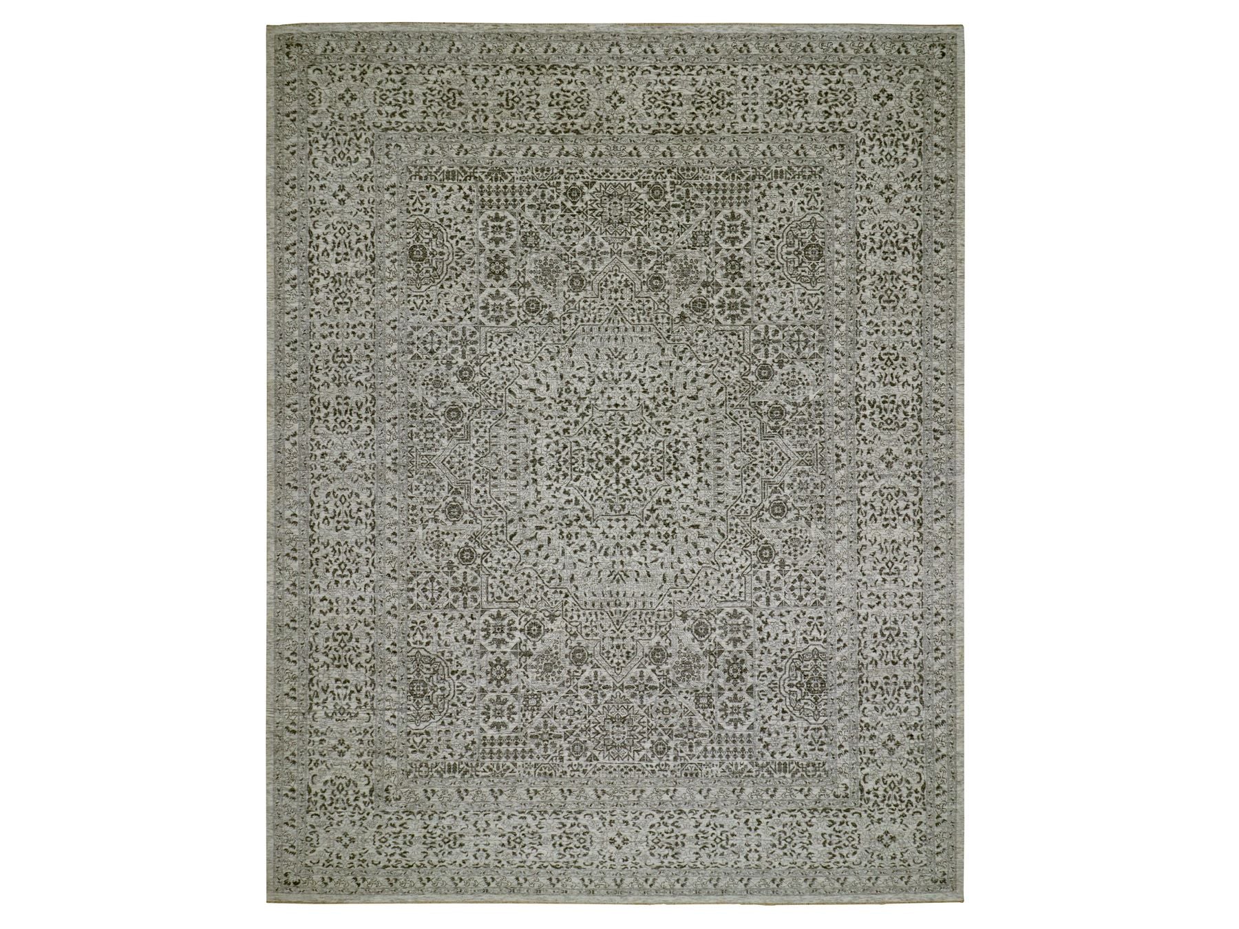 Mamluk Traditional hand-knotted wool rug in Ivory, 12'1" x 15'4", SKU O079983