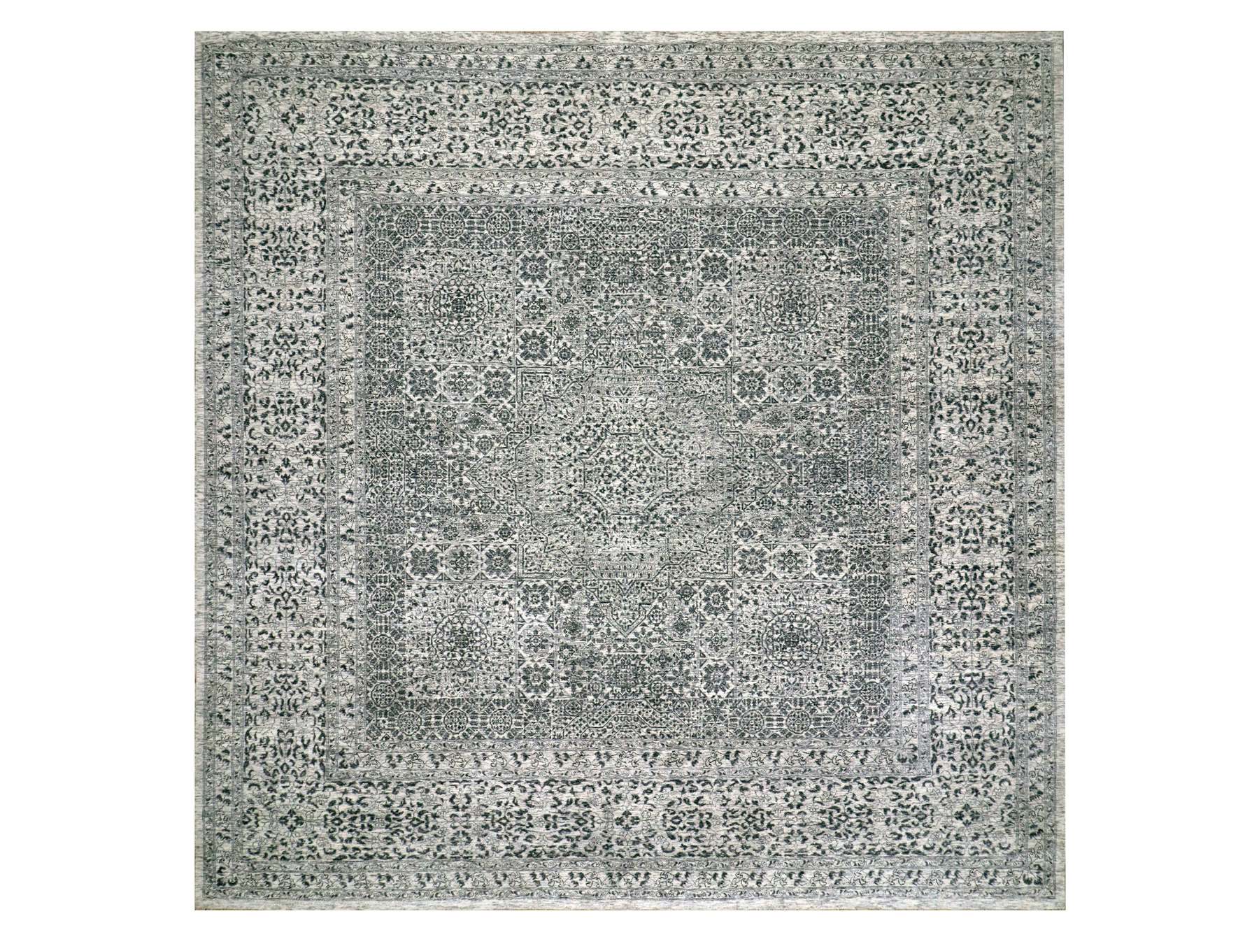 Mamluk Traditional hand-knotted wool rug in Ivory, 11'11" x 12'0", SKU O079984