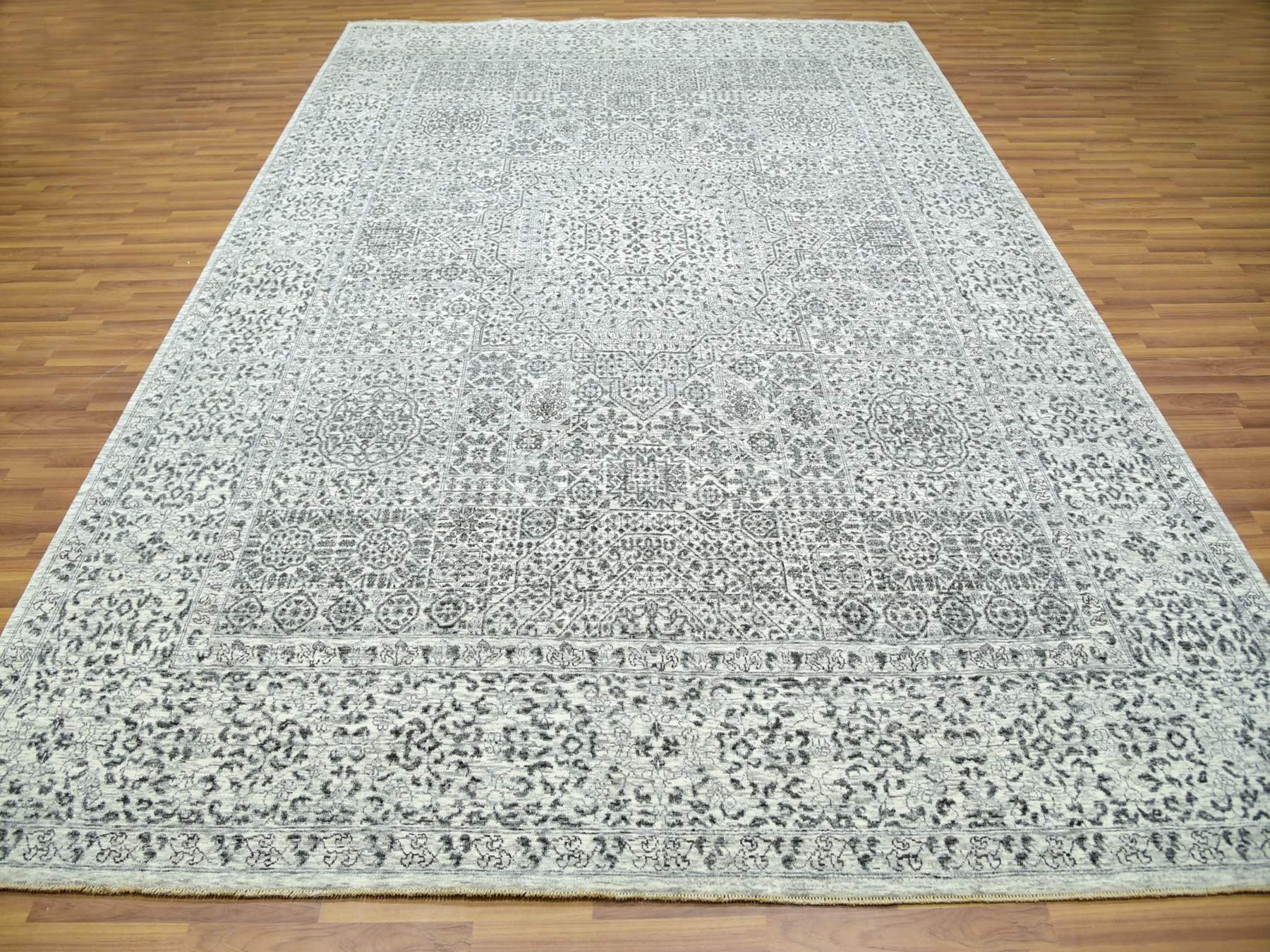 Mamluk Traditional hand-knotted wool rug in Ivory, 9'0" x 12'2", SKU O079987