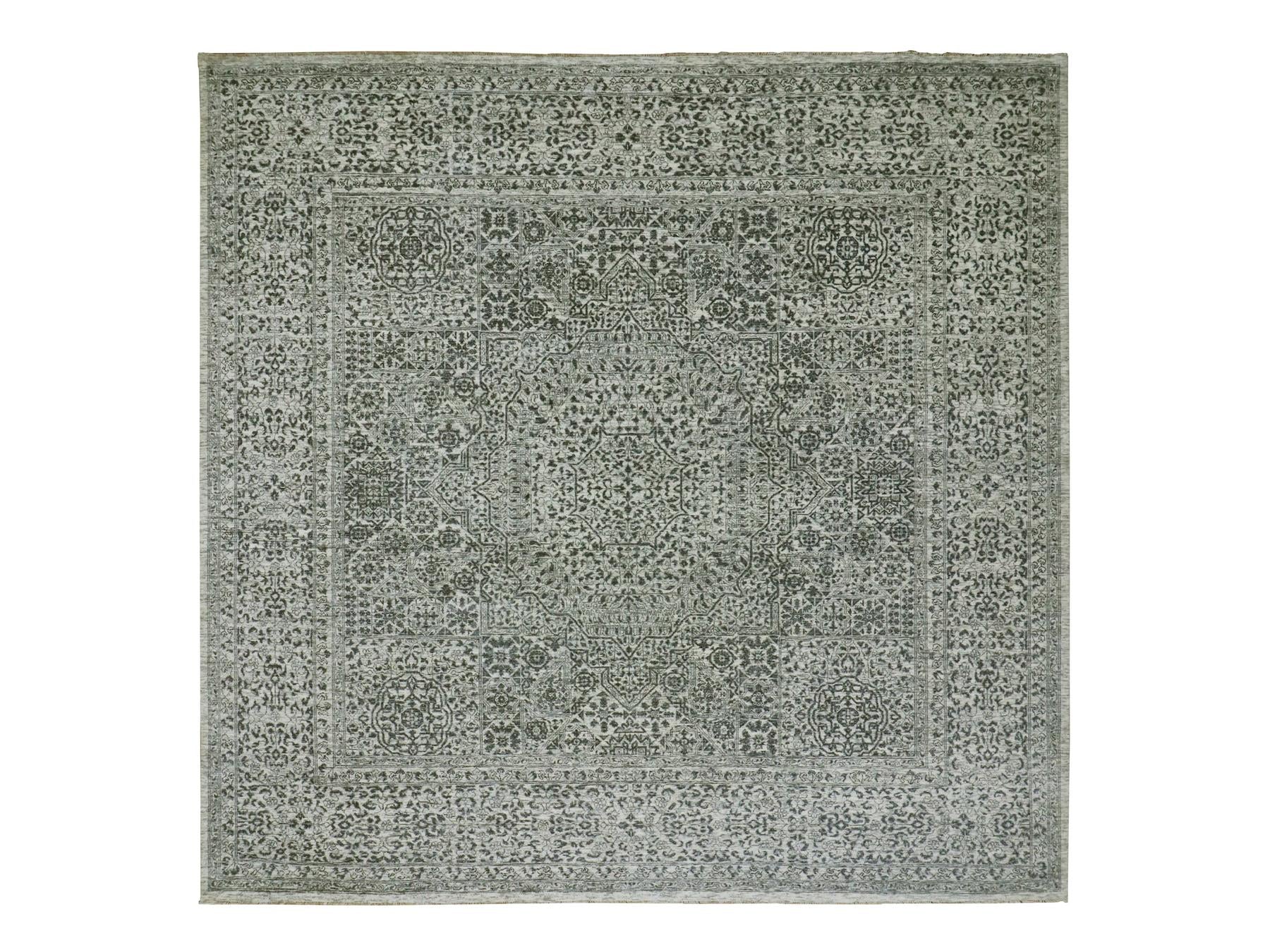 Mamluk Traditional hand-knotted wool rug in Ivory, 9'11" x 10'2", SKU O079988