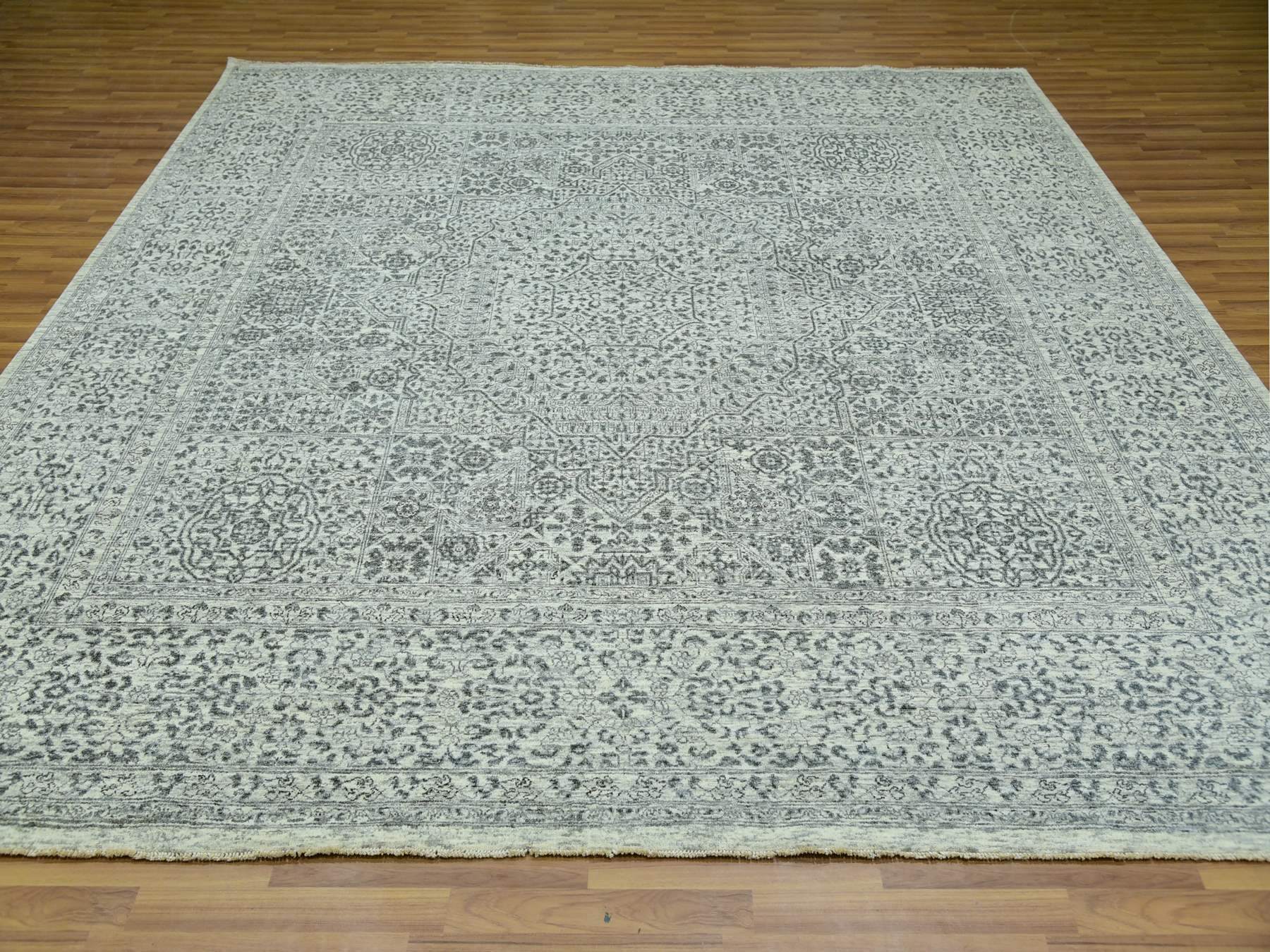 Mamluk Traditional hand-knotted wool rug in Ivory, 9'11" x 10'2", SKU O079988