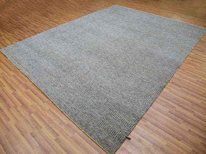 Grey 9'2" x 12'0" Modern / Contemporary Hand knotted Wool Rug - Sku: O079989