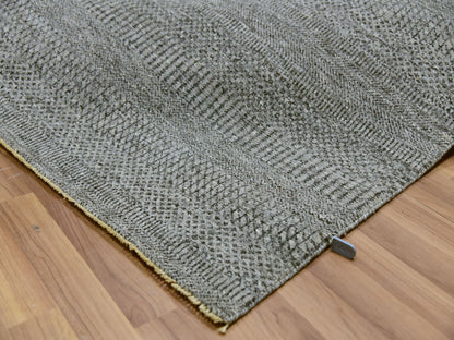 Grey 9'2" x 12'0" Modern / Contemporary Hand knotted Wool Rug - Sku: O079989