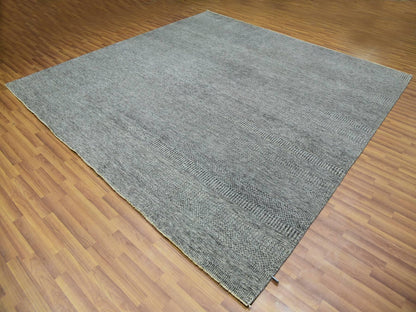 Grey 10'0" x 10'0" Modern / Contemporary Hand knotted Wool Rug - Sku: O079990
