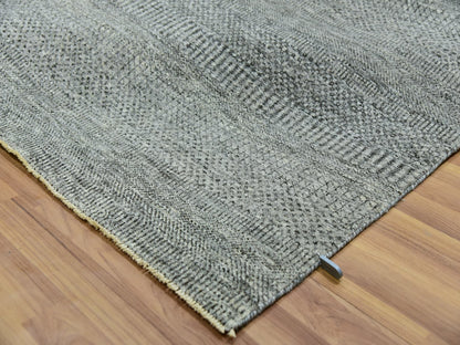 Grey 10'0" x 10'0" Modern / Contemporary Hand knotted Wool Rug - Sku: O079990
