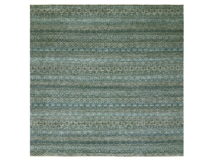Modern / Contemporary hand-knotted wool rug in Blue, 9'10" x 9'11", SKU O079992