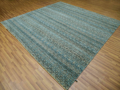 Modern / Contemporary hand-knotted wool rug in Blue, 9'10" x 9'11", SKU O079992