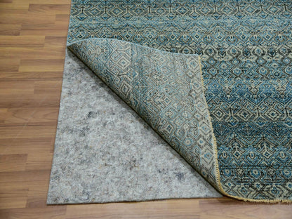 Modern / Contemporary hand-knotted wool rug in Blue, 9'10" x 9'11", SKU O079992