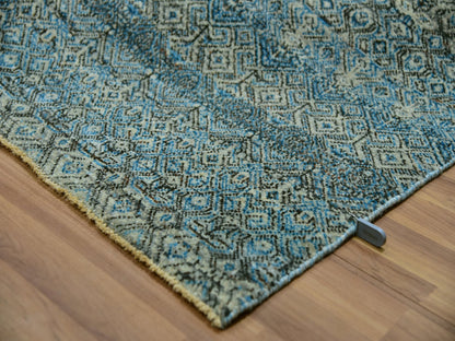 Modern / Contemporary hand-knotted wool rug in Blue, 9'10" x 9'11", SKU O079992