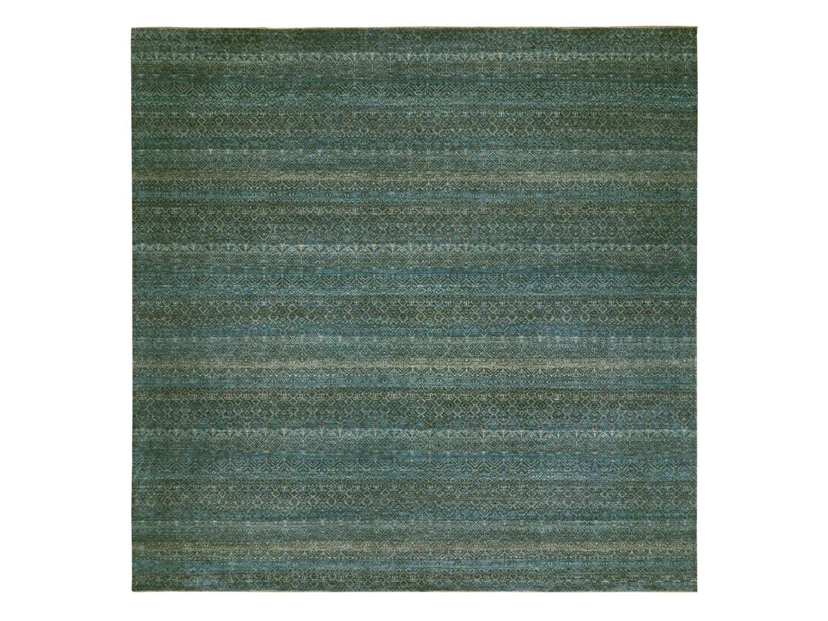 Modern / Contemporary hand-knotted wool rug in Blue, 11'11" x 11'11", SKU O079995