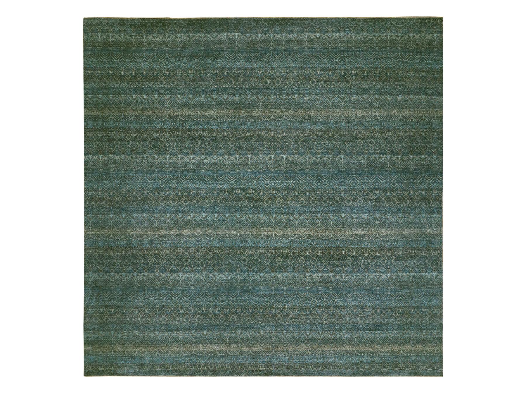 Modern / Contemporary hand-knotted wool rug in Blue, 11'11" x 11'11", SKU O079995