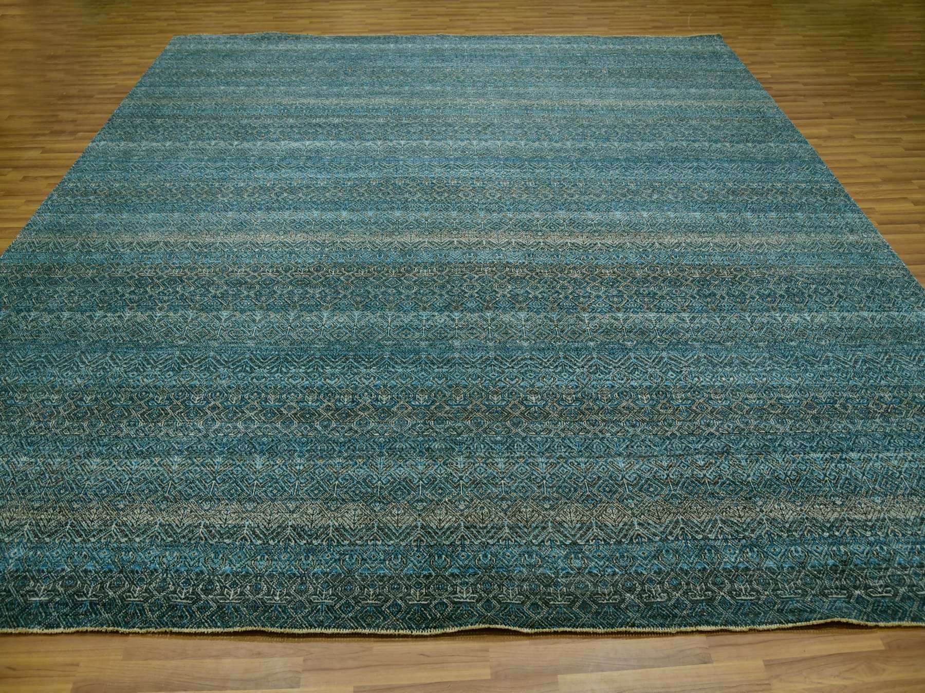 Modern / Contemporary hand-knotted wool rug in Blue, 11'11" x 11'11", SKU O079995