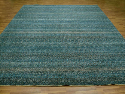 Modern / Contemporary hand-knotted wool rug in Blue, 11'11" x 11'11", SKU O079995