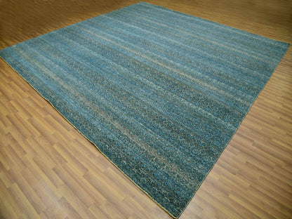 Modern / Contemporary hand-knotted wool rug in Blue, 11'11" x 11'11", SKU O079995