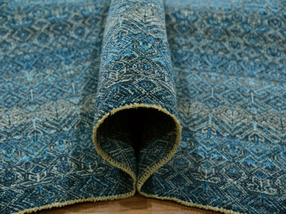 Modern / Contemporary hand-knotted wool rug in Blue, 11'11" x 11'11", SKU O079995