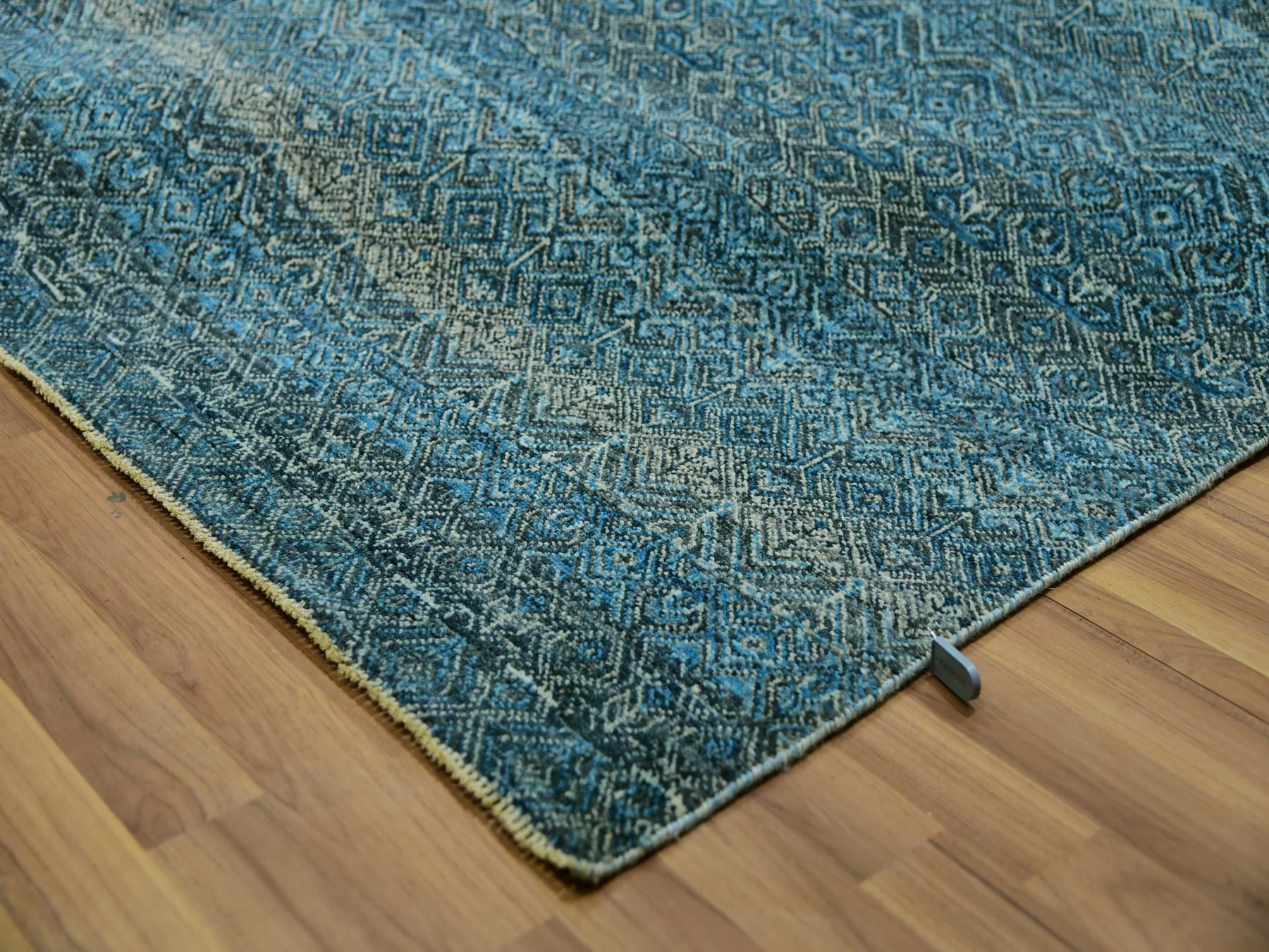 Modern / Contemporary hand-knotted wool rug in Blue, 11'11" x 11'11", SKU O079995