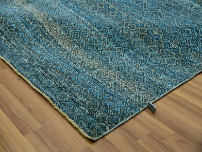 Modern / Contemporary hand-knotted wool rug in Blue, 11'11" x 11'11", SKU O079995