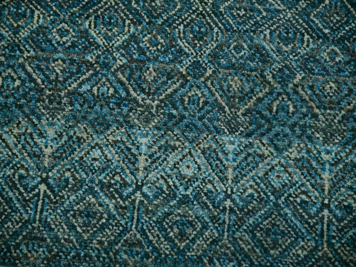 Modern / Contemporary hand-knotted wool rug in Blue, 11'11" x 11'11", SKU O079995