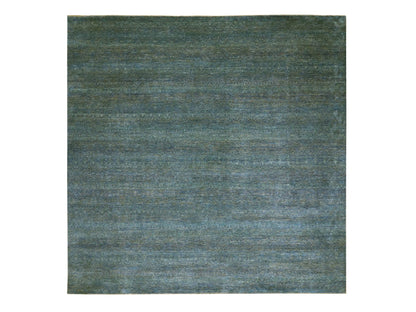 Modern / Contemporary hand-knotted wool rug in Green, 12'0" x 12'0", SKU O079996