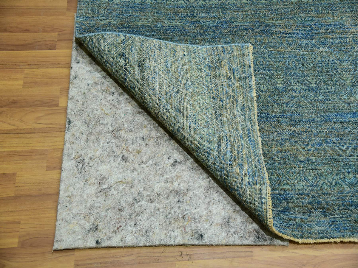 Modern / Contemporary hand-knotted wool rug in Green, 12'0" x 12'0", SKU O079996