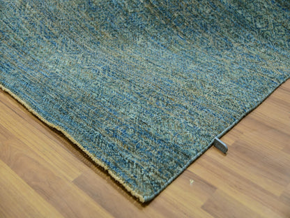 Modern / Contemporary hand-knotted wool rug in Green, 12'0" x 12'0", SKU O079996